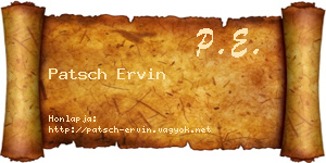 Patsch Ervin névjegykártya
